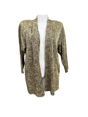 Vintage Three Flaggs California Women’s XL Metallic Floral Open Front Blazer